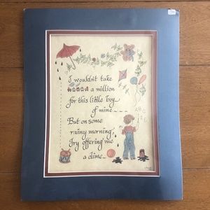 Matted Print "I wouldn't take a million for this little boy" G. Arnold 1985